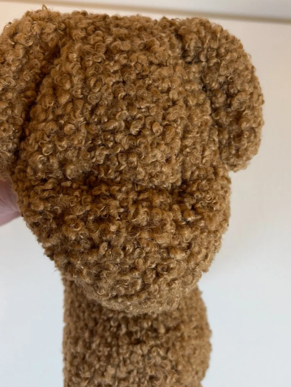 Pottery Barn Cozy Teddy Faux Fur Dog w/ Bell Pillow
